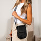 Whitney Vegan PU Leather Foldover Compact Crossbody Bag with Guitar Strap & Card Slots | Black, Cognac, Stone