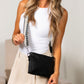 Aili's Corner Kassidy Woven Vegan PU Leather Crossbody Bag with Adjustable Guitar Strap | Black, Cognac, Gray