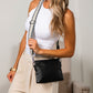 Aili's Corner Kassidy Woven Vegan PU Leather Crossbody Bag with Adjustable Guitar Strap | Black, Cognac, Gray