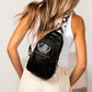 Aili's Corner Sienna Soft Vegan Leather Sling Crossbody Bag with Guitar Strap, Card Slots & Multiple Pockets | Black, Bone, Cognac, Light Gray