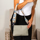 Aili's Corner Kassidy Woven Vegan PU Leather Crossbody Bag with Adjustable Guitar Strap | Black, Cognac, Gray