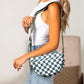 Aili's Corner Olivia Nylon Check Fold-Over Crossbody Bag with Front Pocket & Adjustable Strap | Almond, Black, Eucalyptus, Mocha
