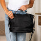 Demi 100% Nylon Hobo Crossbody Bag with Vegan Leather Accents