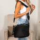 Demi 100% Nylon Hobo Crossbody Bag with Vegan Leather Accents