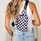 Kenzie Easy-Care Nylon Checkered Sling Crossbody Bag with Card Slots, Hidden Zip Pocket & Double Ring Clasps