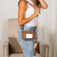 Sydney Compact Convertible Water-Resistant Nylon ID Crossbody Bag with Wristlet, Card Slots & Key Ring | Almond, Almond Check, Black, Black Check, Eucalyptus, Eucalyptus Check, Mocha, Mocha Check