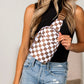 Kenzie Easy-Care Nylon Checkered Sling Crossbody Bag with Card Slots, Hidden Zip Pocket & Double Ring Clasps