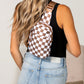 Kenzie Easy-Care Nylon Checkered Sling Crossbody Bag with Card Slots, Hidden Zip Pocket & Double Ring Clasps