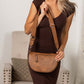 Woven Polyethylene Straw PU Vegan Leather Gold Hardware Valentina Mixed Media Sling Crossbody Bag | 9.85" x 6.85"