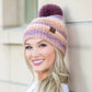 C.C® Acrylic Wool Ombre Knit Faux Fur Pom Beanie | One Size