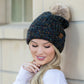 C.C® 100% Soft Spun Acrylic Confetti Faux Fur Pom Beanie | One Size
