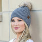 C.C® Honeycomb Knit Pom Beanie | 47% Rayon, 22% Nylon, 31% PBT | Teen–Adult
