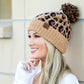 C.C® 100% Soft Acrylic Thick Knit Leopard Print Yarn Pom Beanie | One Size Teen–Adult