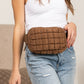 Evyn Quilted Puffer Nylon Sling Crossbody Belt Bag with Mesh Pockets & Adjustable Strap