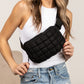 Evyn Quilted Puffer Nylon Sling Crossbody Belt Bag with Mesh Pockets & Adjustable Strap