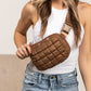 Evyn Quilted Puffer Nylon Sling Crossbody Belt Bag with Mesh Pockets & Adjustable Strap
