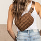 Evyn Quilted Puffer Nylon Sling Crossbody Belt Bag with Mesh Pockets & Adjustable Strap