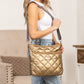 Jenna Quilted Puffer Nylon Leopard Guitar Strap Crossbody Bag