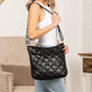 Jenna Quilted Puffer Nylon Leopard Guitar Strap Crossbody Bag