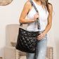 Jenna Quilted Puffer Nylon Leopard Guitar Strap Crossbody Bag