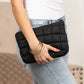 Lainey Quilted Puffer Nylon Clutch Bag with Interior Zip Pocket | Black, Buff, Mocha