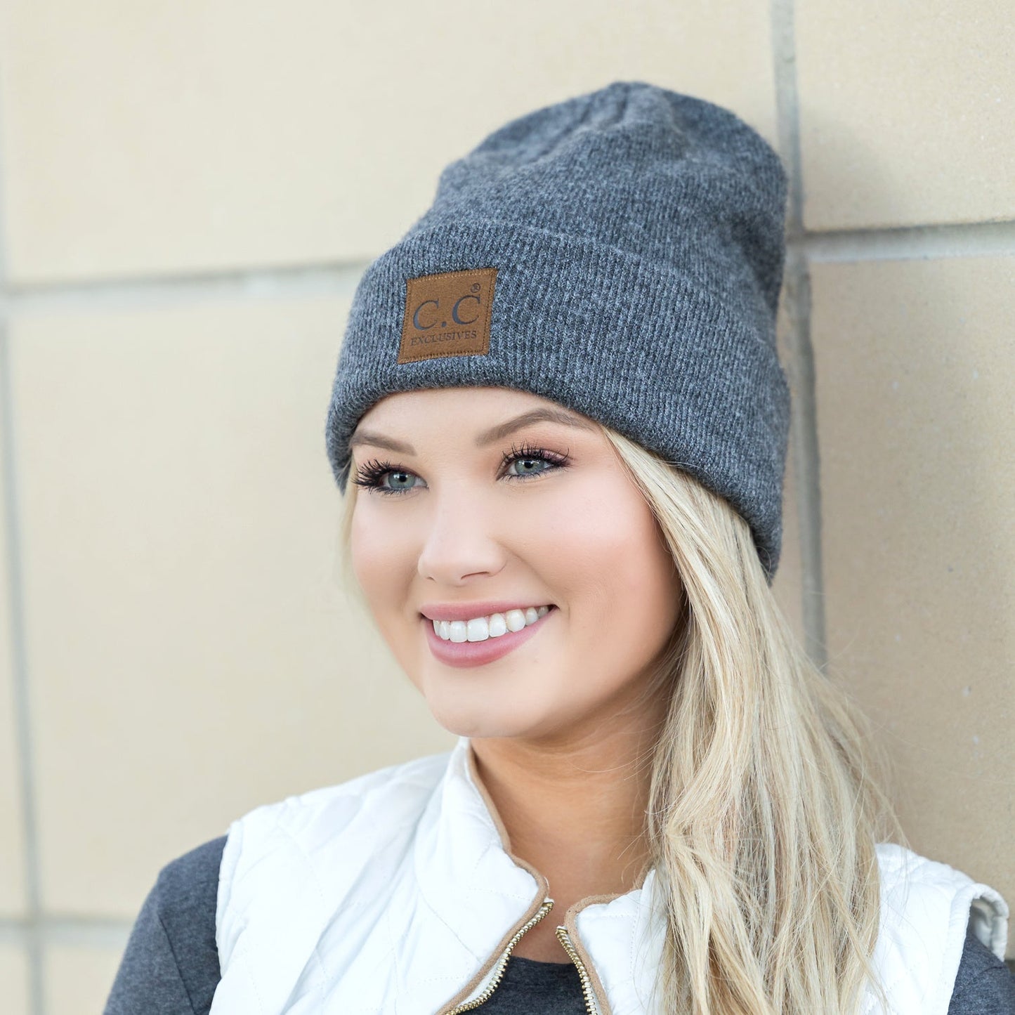 C.C® 97% Recycled Polyester Heathered Knit Fold-Over Cuff Boyfriend Beanie | One Size