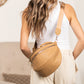 Sabrina Vegan Leather Double Zip Crescent Sling Bag