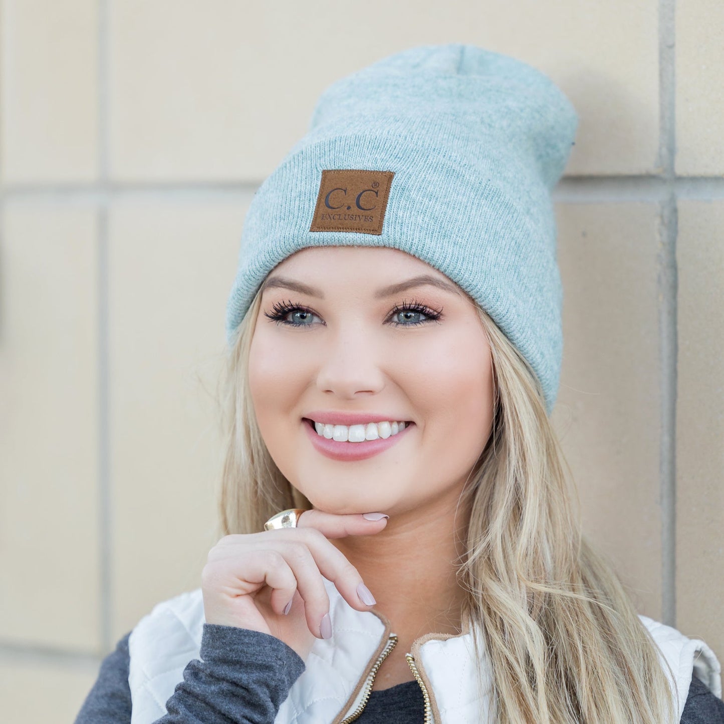 C.C® 97% Recycled Polyester Heathered Knit Fold-Over Cuff Boyfriend Beanie | One Size