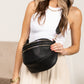 Sabrina Vegan Leather Double Zip Crescent Sling Bag