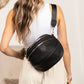 Sabrina Vegan Leather Double Zip Crescent Sling Bag