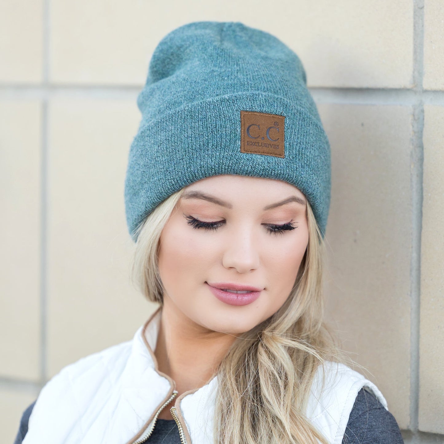 C.C® 97% Recycled Polyester Heathered Knit Fold-Over Cuff Boyfriend Beanie | One Size
