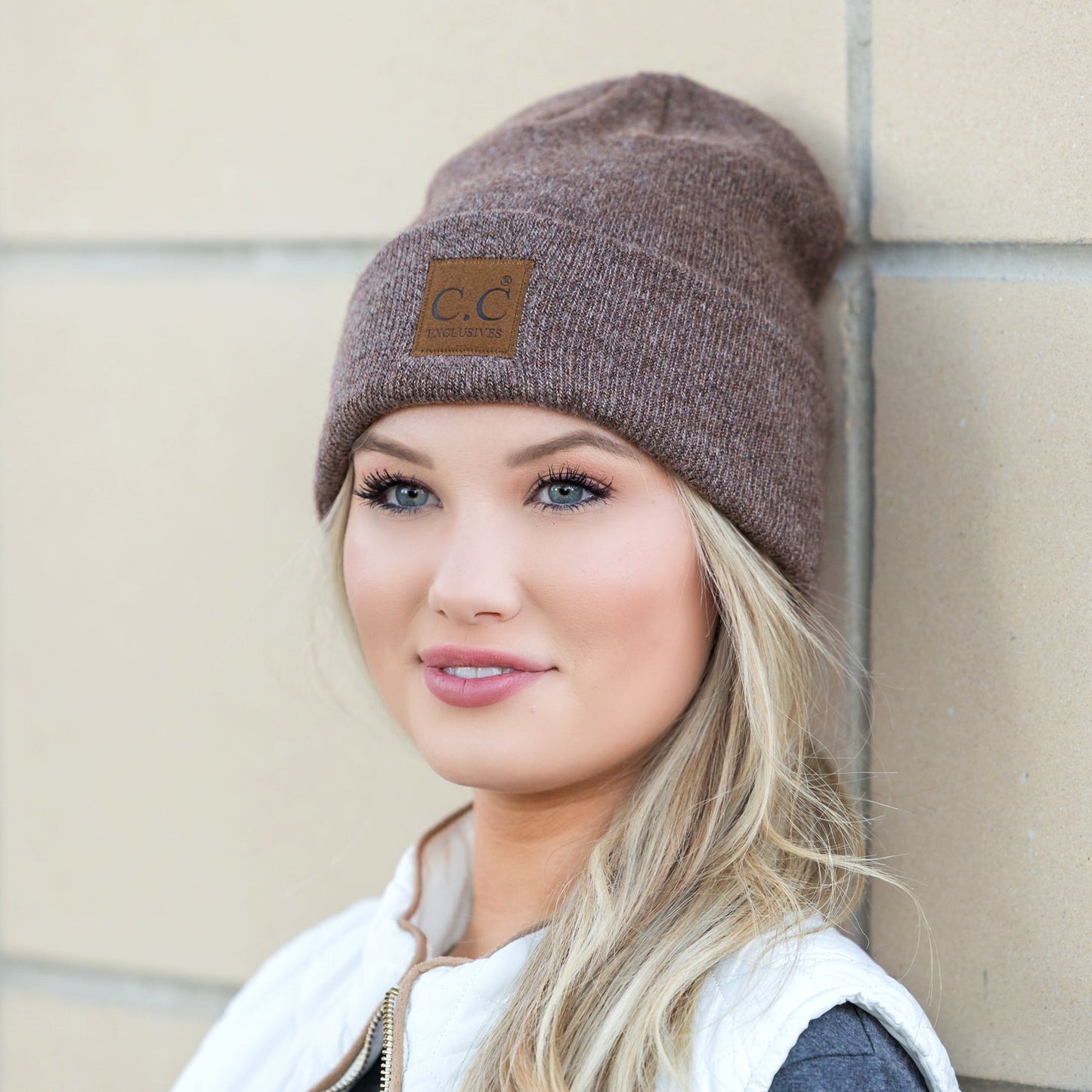 C.C® 97% Recycled Polyester Heathered Knit Fold-Over Cuff Boyfriend Beanie | One Size
