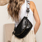 Callie Soft Vegan Leather Fold-Over Crossbody Sling Bag with Guitar Strap