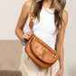 Callie Soft Vegan Leather Fold-Over Crossbody Sling Bag with Guitar Strap