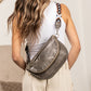 Callie Soft Vegan Leather Fold-Over Crossbody Sling Bag with Guitar Strap