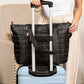 Mila Quilted Easy-Care Nylon Traveler Tote with Padded Laptop Sleeve & Mini Clutch
