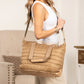 Mila Quilted Easy-Care Nylon Traveler Tote with Padded Laptop Sleeve & Mini Clutch