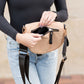 Gia Easy-Wipe Nylon & Vegan Leather Double Zip Crescent Sling Bag