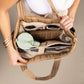 Mila Quilted Easy-Care Nylon Traveler Tote with Padded Laptop Sleeve & Mini Clutch