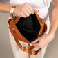 Sabrina Vegan Leather Double Zip Crescent Sling Bag