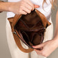 Alva Mixed Media Vegan Leather & Canvas Check Sling Crossbody Belt Bag with Mesh Pockets | Black, Cognac