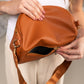Sabrina Vegan Leather Double Zip Crescent Sling Bag