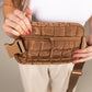 Evyn Quilted Puffer Nylon Sling Crossbody Belt Bag with Mesh Pockets & Adjustable Strap