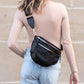 Gia Easy-Wipe Nylon & Vegan Leather Double Zip Crescent Sling Bag