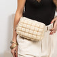 Evyn Quilted Puffer Nylon Sling Crossbody Belt Bag with Mesh Pockets & Adjustable Strap