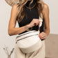 Sabrina Vegan Leather Double Zip Crescent Sling Bag