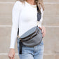 Gia Easy-Wipe Nylon & Vegan Leather Double Zip Crescent Sling Bag
