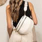 Sabrina Vegan Leather Double Zip Crescent Sling Bag