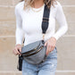 Gia Easy-Wipe Nylon & Vegan Leather Double Zip Crescent Sling Bag