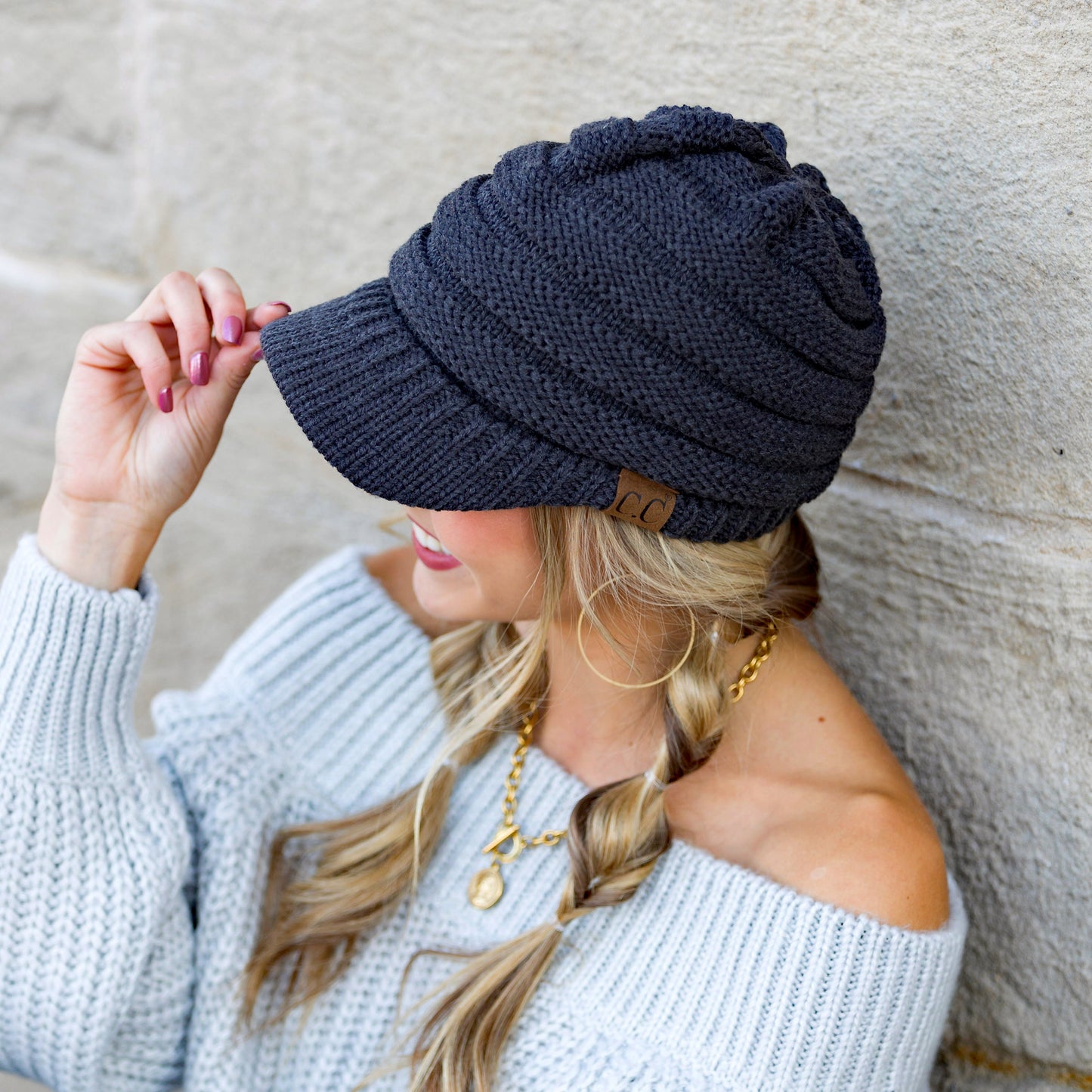 C.C® 100% Ultra-Soft Knitted Acrylic Structured Brim Knit Field Cap | One Size Teen–Adult